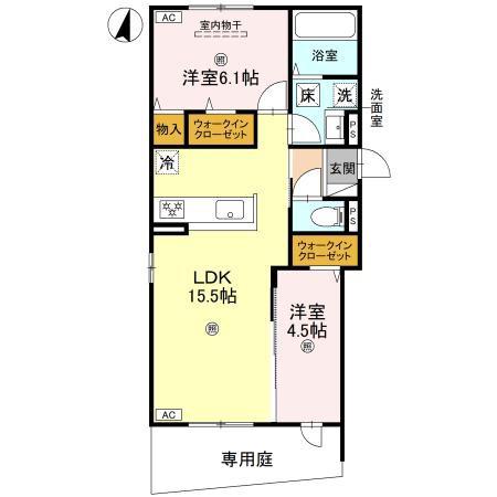 プライム金剛(2LDK/1階)の間取り写真