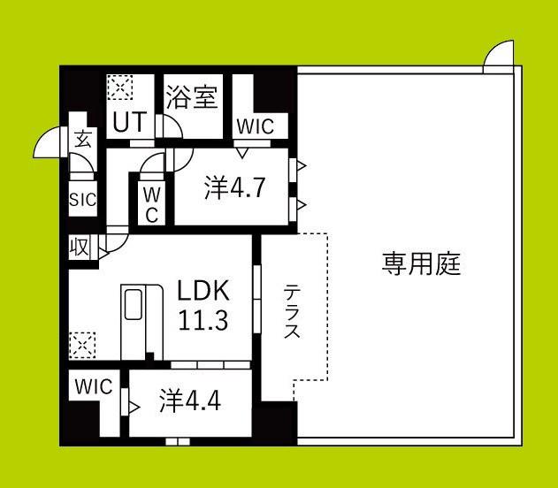 スプランディッドX(2LDK/1階)の間取り写真
