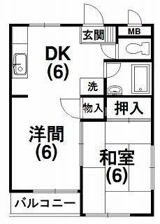 ハイツ魚妻パートI(1LDK/2階)の間取り写真