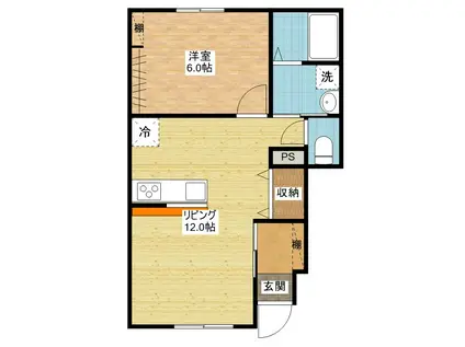 ラ・フィーネAINO(1LDK/1階)の間取り写真