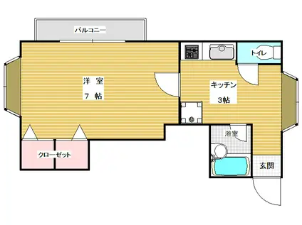 サンハイツ(1K/2階)の間取り写真