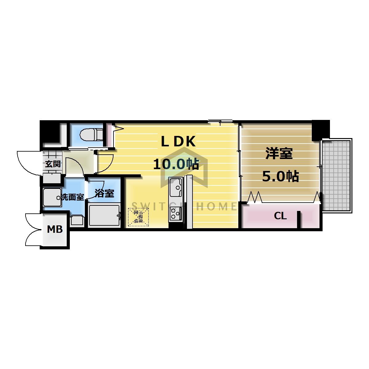 グランパシフィック今里LUXE(1LDK/1階)の間取り写真