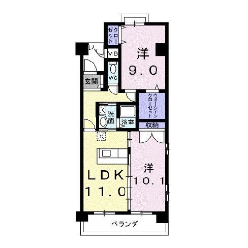 カーサソレアード(2LDK/5階)の間取り写真