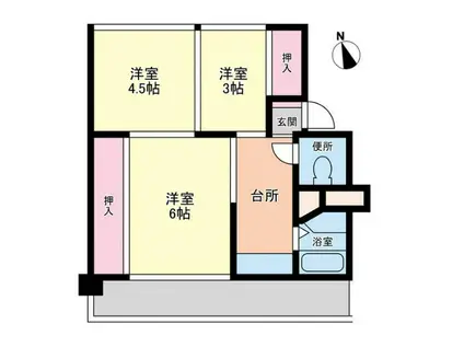 ヴィラナリー木太II1号棟(3K/4階)の間取り写真