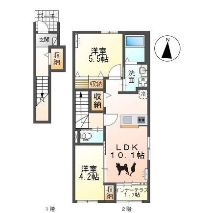 JR水郡線 上菅谷駅 徒歩13分 2階建 新築(2LDK/2階)の間取り写真