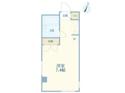フラットバレー用賀(ワンルーム/3階)の間取り写真