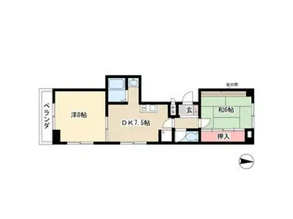 メゾンアコール(2DK/4階)の間取り写真