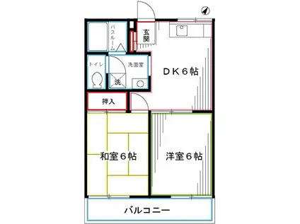 メゾン武蔵野(2DK/2階)の間取り写真
