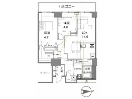 シティコート目黒(2SLDK/8階)の間取り写真