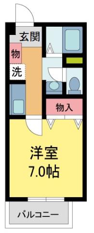 エスポワールII(1K/1階)の間取り写真