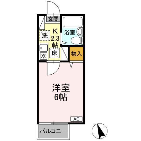 ソレイユ長野(1K/2階)の間取り写真