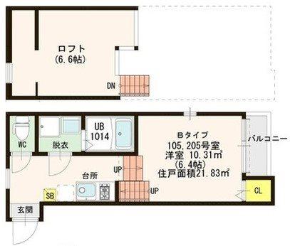 ハーモニーテラス梅林(1K/1階)の間取り写真