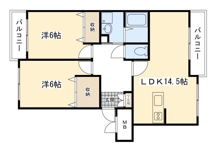 レイクサイドプリンス(2LDK/3階)の間取り写真