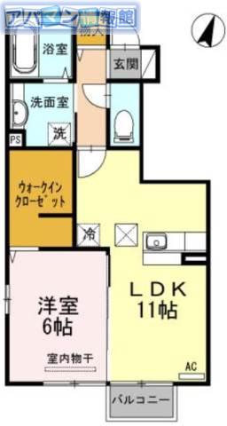 サニーハイム寺尾(1LDK/1階)の間取り写真