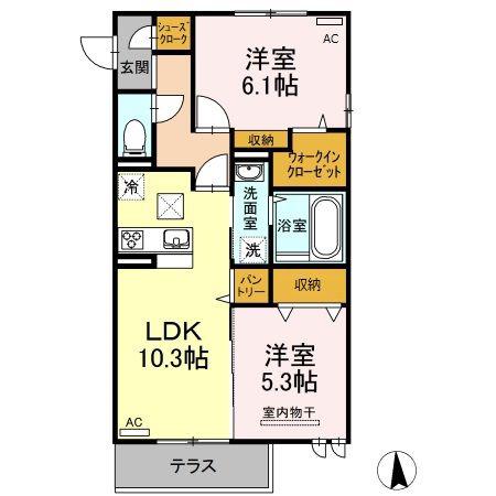 メゾンドソレイユ(2LDK/1階)の間取り写真