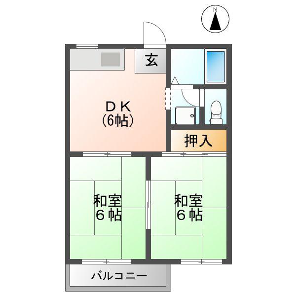 ファミール伏木(2DK/1階)の間取り写真