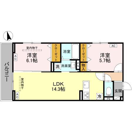 D-ROOM 古市町(2LDK/3階)の間取り写真