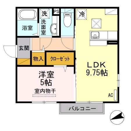 グランツA(1LDK/1階)の間取り写真