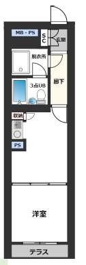 ライオンズマンション川越南(1DK/2階)の間取り写真