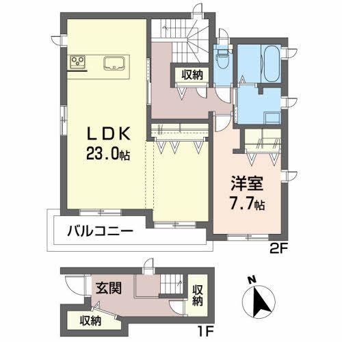 シャーメゾン盛岡中央(1LDK/2階)の間取り写真