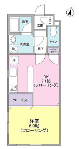 ヴェルデ柿の木坂(1DK/1階)の間取り写真