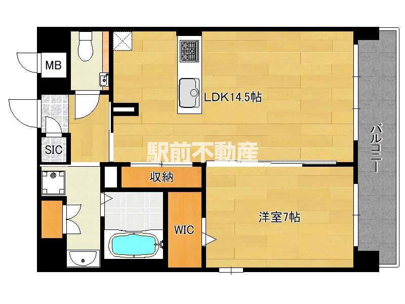 S-RESIDENCE大手門AWESOM(1LDK/15階)の間取り写真