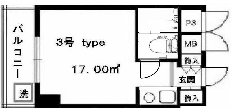 パレダイト谷町(ワンルーム/2階)の間取り写真