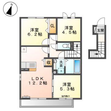 オンディーヌ(3LDK/2階)の間取り写真