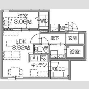 ラクラス南福岡サウス(1LDK/2階)の間取り写真