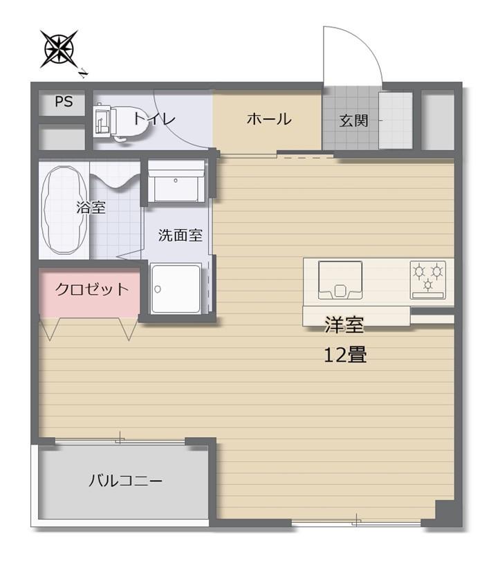 ヴィクトワール(ワンルーム/3階)の間取り写真