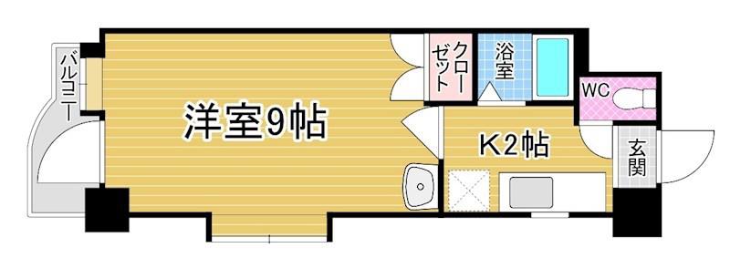 アルゴヴィラージュ八幡駅前(1K/9階)の間取り写真