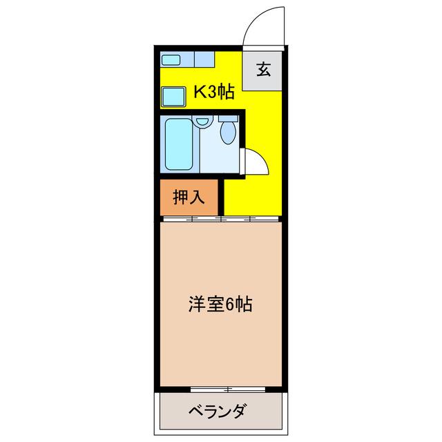 サンメゾン24 C(1K/2階)の間取り写真