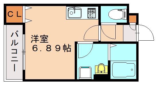 THE NOBLES 東曲里町(ワンルーム/1階)の間取り写真