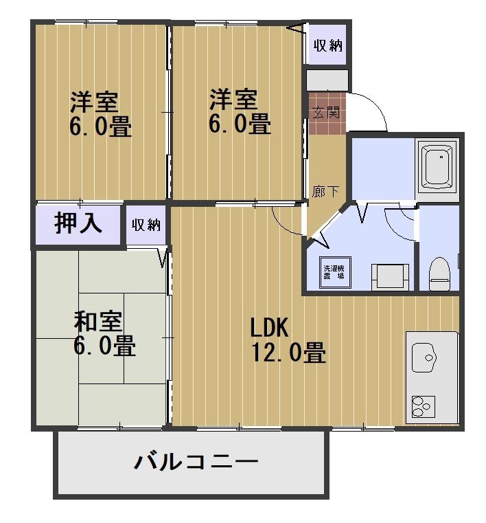 ゼフィール芳泉C棟(3LDK/2階)の間取り写真