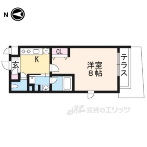 ディアコート北白川(1K/1階)の間取り写真