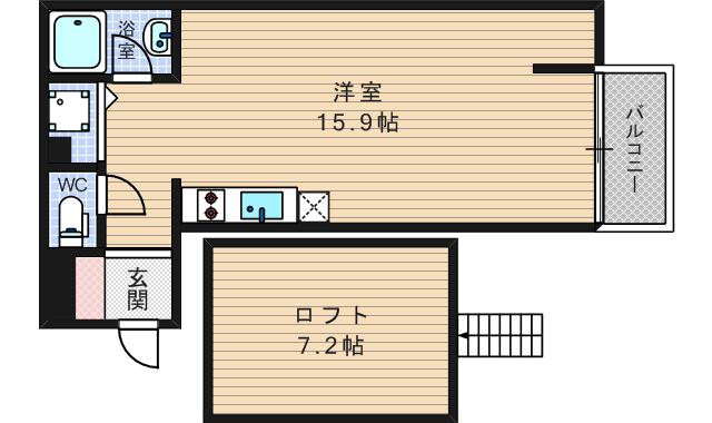 是空NAMBA NISHI(ワンルーム/4階)の間取り写真