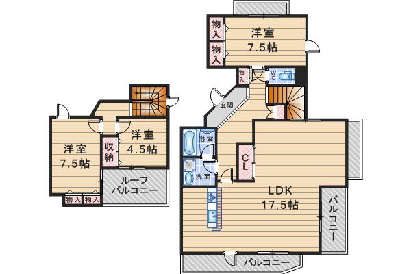 ロイヤル豊中千里園(4LDK/2階)の間取り写真