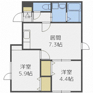 アメニティ麻生(2DK/2階)の間取り写真