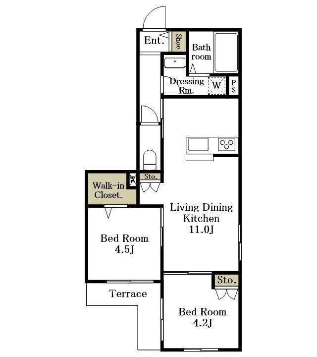 ROSE COURT(2LDK/1階)の間取り写真