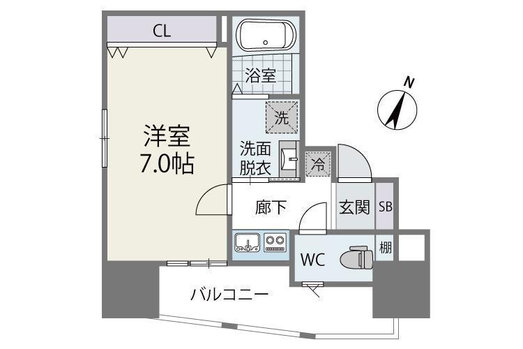 サニークレスト渡辺通(ワンルーム/8階)の間取り写真