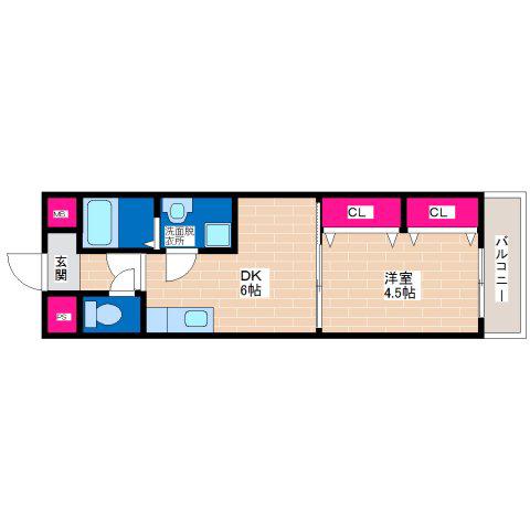 マンションラフィーネ(1DK/2階)の間取り写真
