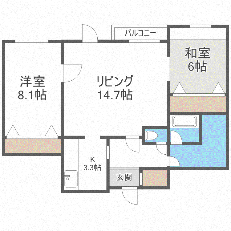 LEE SPACE篠路 A (2LDK/3階)の間取り写真