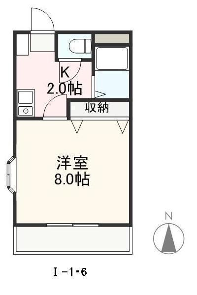 クレイドル安田I(1K/2階)の間取り写真