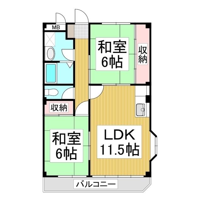 レジデンス西和田(2LDK/3階)の間取り写真