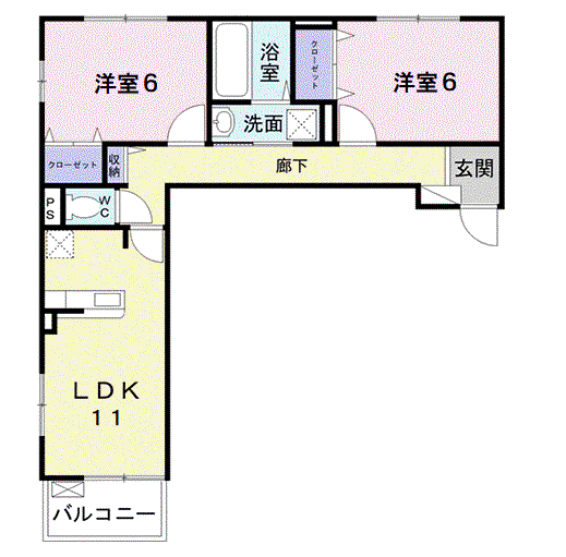アルカンジュ光 壱番館(2LDK/3階)の間取り写真