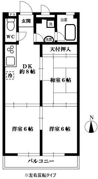ソフト第1河辺マンション(3DK/4階)の間取り写真