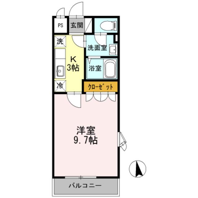 シャランテ橘II(1K/2階)の間取り写真