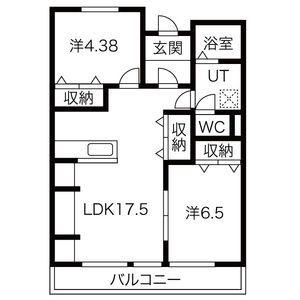あさひレジデンス大友(2LDK/8階)の間取り写真
