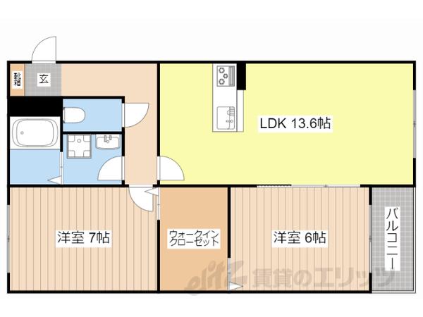 ハートフルマンション旭森(2LDK/2階)の間取り写真