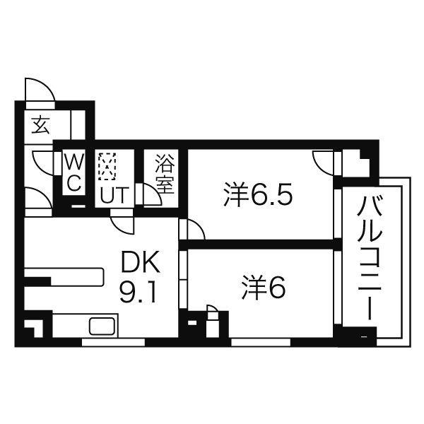 ガーディアン千代田(2LDK/9階)の間取り写真